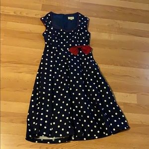 Lindy Bop navy polka dot pinup dress, size medium